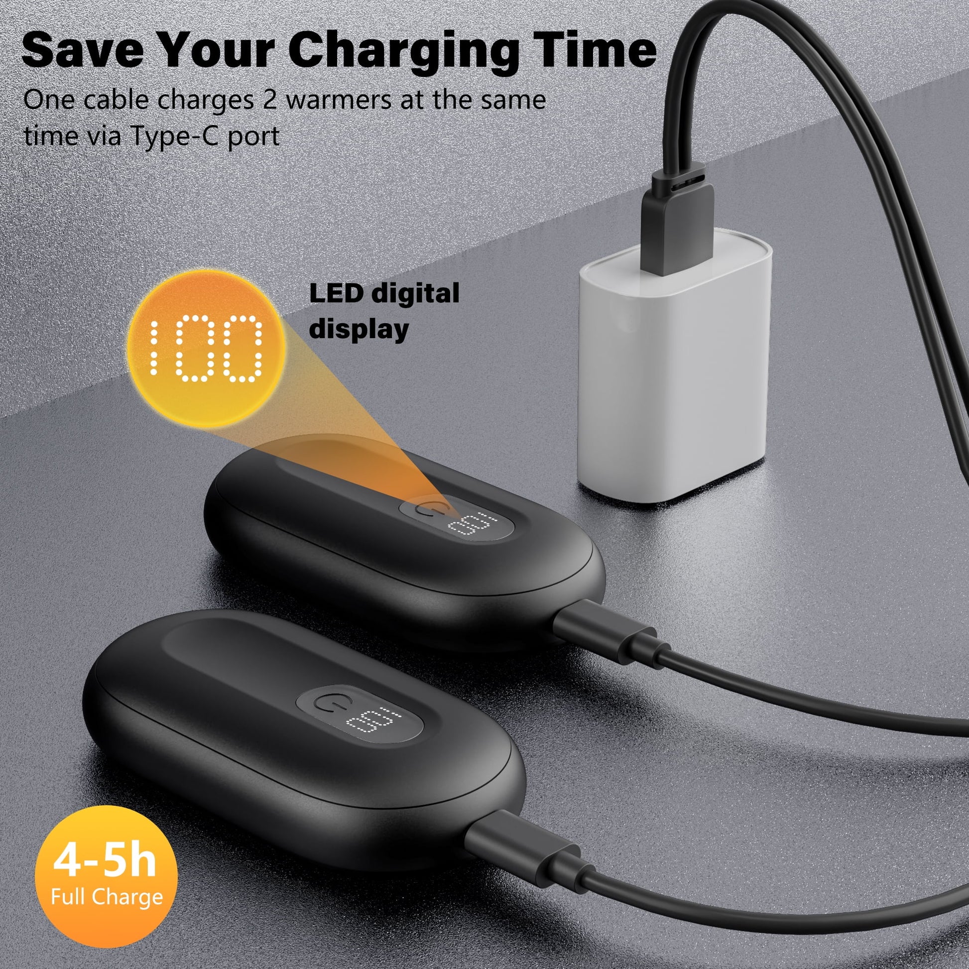 Hand Warmers Rechargeable - 2 Pack Electric Hand Warmers 4000Mah, 8 Hrs Warmth Dual-Sided Heating Max 140℉, Reusable Hand Warmers Pocket Heater for Raynauds, Hunting, Golf, Camping