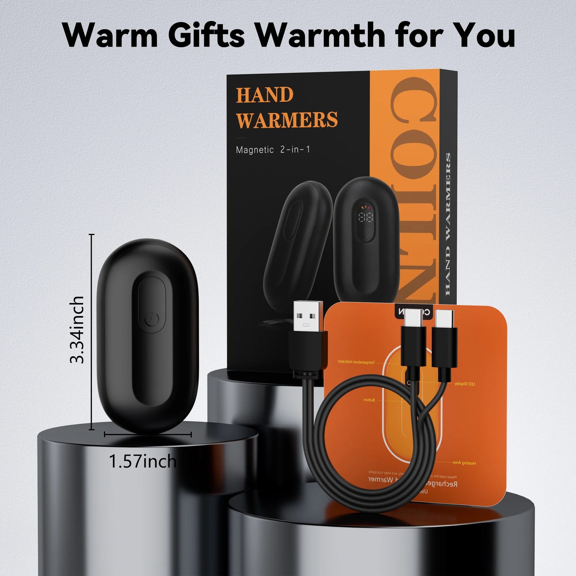 Hand Warmers Rechargeable - 2 Pack Electric Hand Warmers 4000Mah, 8 Hrs Warmth Dual-Sided Heating Max 140℉, Reusable Hand Warmers Pocket Heater for Raynauds, Hunting, Golf, Camping